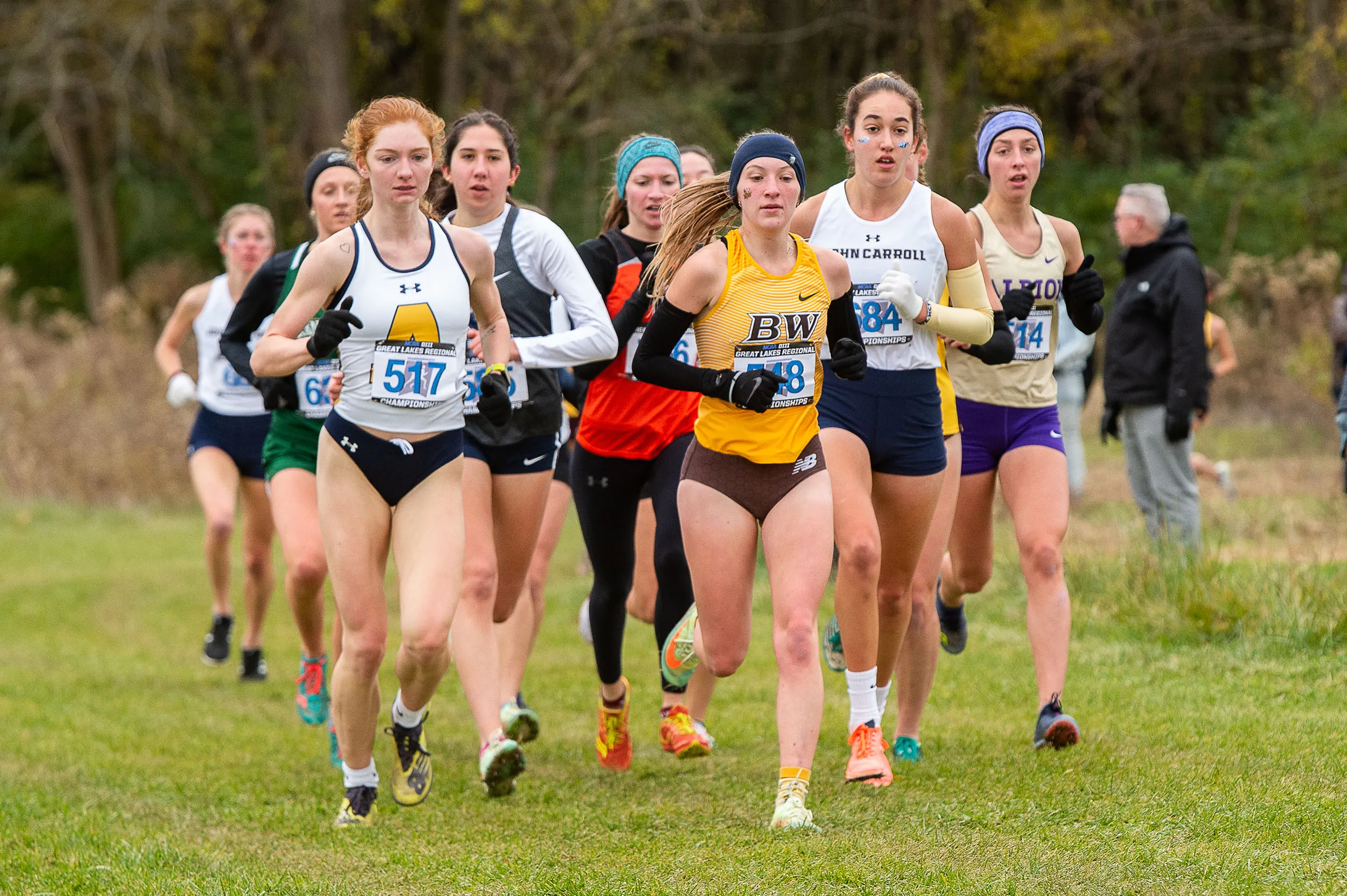 runners competing in the 2021 Great Lakes Regional Championships at Blue River Cross Country Course in Shelbyville, IN